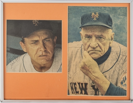 Gil Hodges and Casey Stengel Single Signed Photos in Framed 11 1/2 x 14 1/2 Display (Beckett)